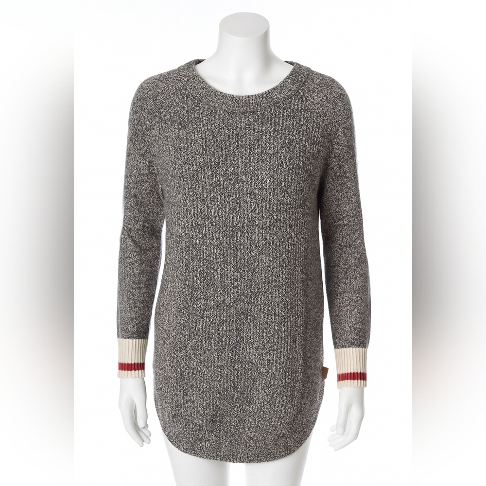 Roots Gray Sweater with Red and Cream Accents